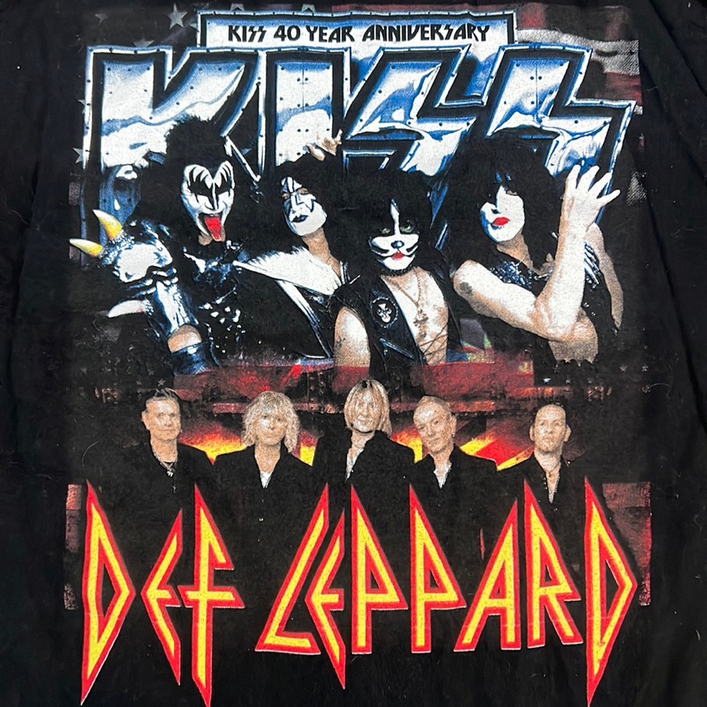 KISS Def‎ Leppard 40 Year Anniversary Tour Shirt Mens Large Black Short Sleeve